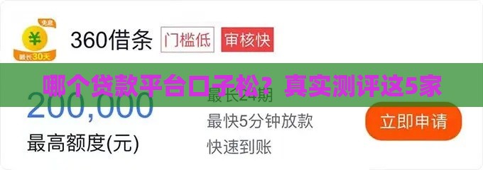 哪个贷款平台口子松？真实测评这5家