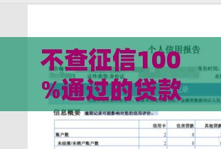 不查征信100%通过的贷款渠道有哪些？