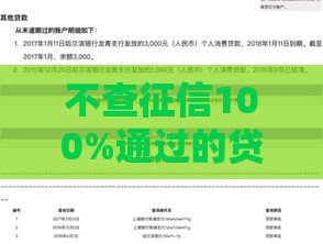 不查征信100%通过的贷款渠道有哪些？