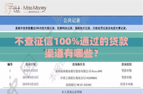 不查征信100%通过的贷款渠道有哪些？