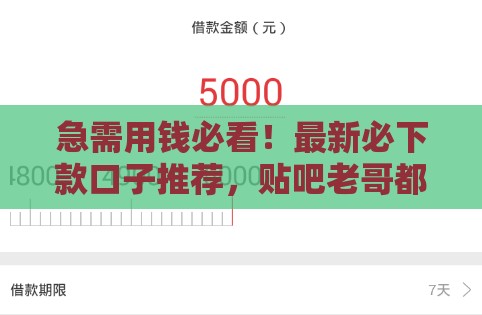 急需用钱必看！最新必下款口子推荐，贴吧老哥都在偷偷用？