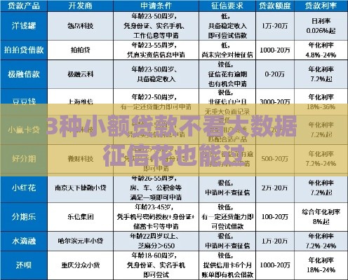 3种小额贷款不看大数据 征信花也能过