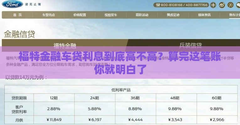福特金融车贷利息到底高不高？算完这笔账你就明白了