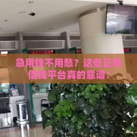 急用钱不用愁？这些正规借钱平台真的靠谱！