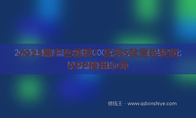 2025黑户也能借？实测5款宽松贷款APP使用心得