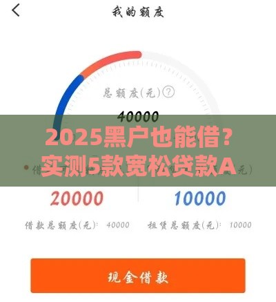 2025黑户也能借？实测5款宽松贷款APP使用心得