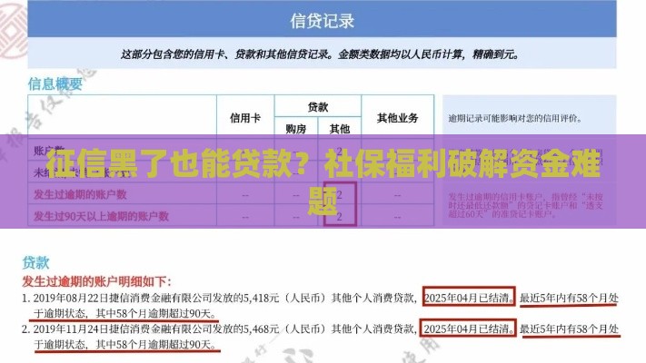 征信黑了也能贷款？社保福利破解资金难题