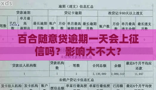 百合随意贷逾期一天会上征信吗？影响大不大？