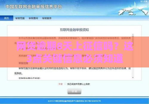网贷逾期8天上征信吗？这3点关键信息必须知道