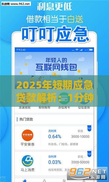 2025年短期应急贷款解析：1分钟到账的口子怎么选？