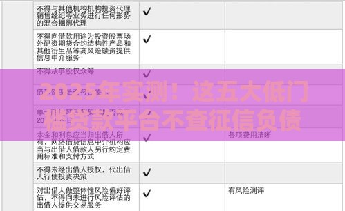 2025年实测！这五大低门槛贷款平台不查征信负债也能过