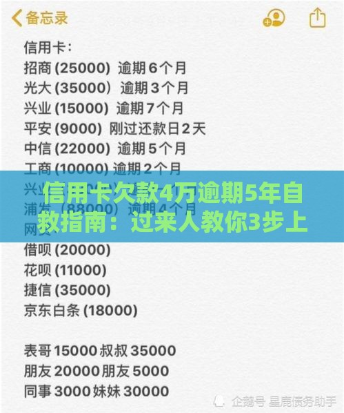 信用卡欠款4万逾期5年自救指南：过来人教你3步上岸