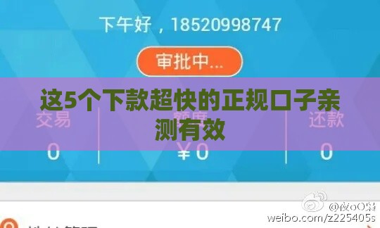 这5个下款超快的正规口子亲测有效