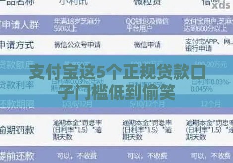 支付宝这5个正规贷款口子门槛低到偷笑