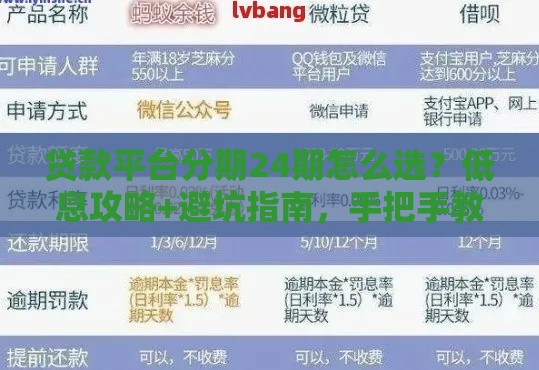 贷款平台分期24期怎么选？低息攻略+避坑指南，手把手教你省钱！