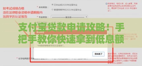 支付宝贷款申请攻略！手把手教你快速拿到低息额度