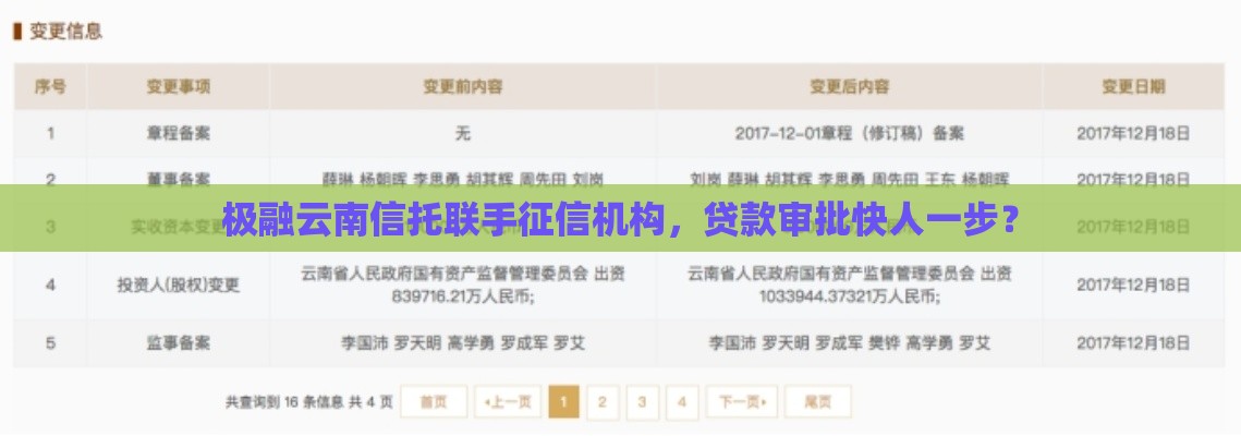 极融云南信托联手征信机构，贷款审批快人一步？