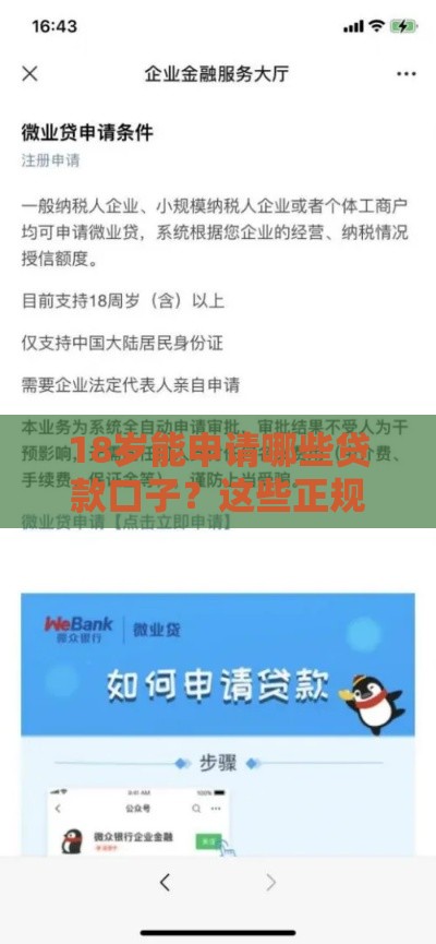 18岁能申请哪些贷款口子？这些正规渠道要知道！