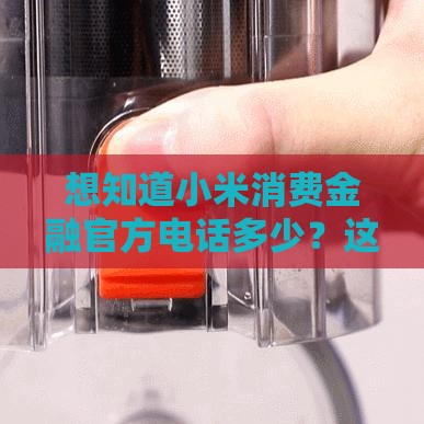 想知道小米消费金融官方电话多少？这篇教你快速找到真实可靠的联系方式！