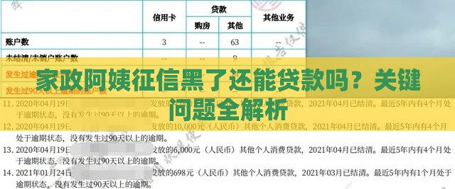 家政阿姨征信黑了还能贷款吗？关键问题全解析