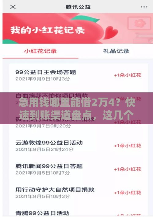 急用钱哪里能借2万4？快速到账渠道盘点，这几个方法省心又靠谱