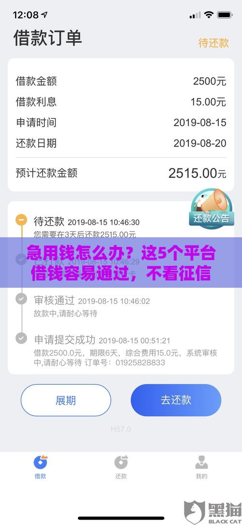 急用钱怎么办？这5个平台借钱容易通过，不看征信也能试试！