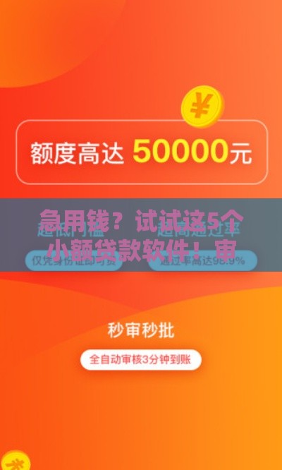 急用钱？试试这5个小额贷款软件！审核快、利率低、到账稳