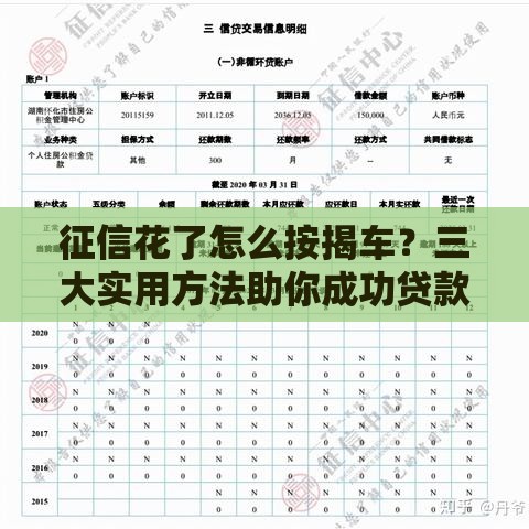 征信花了怎么按揭车?三大实用方法助你成功贷款 征信花了怎么按揭车?三大实用方法助你成功贷款