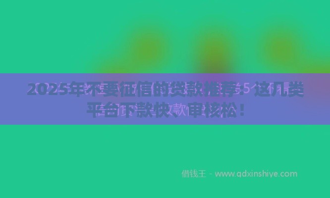 2025年不要征信的贷款推荐：这几类平台下款快、审核松！
