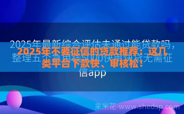 2025年不要征信的贷款推荐：这几类平台下款快、审核松！