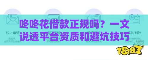 咚咚花借款正规吗？一文说透平台资质和避坑技巧