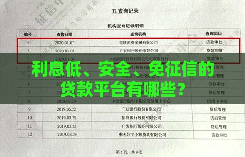 利息低、安全、免征信的贷款平台有哪些? 利息低、安全、免征信的贷款平台有哪些?