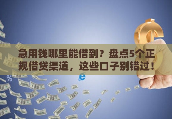 急用钱哪里能借到？盘点5个正规借贷渠道，这些口子别错过！