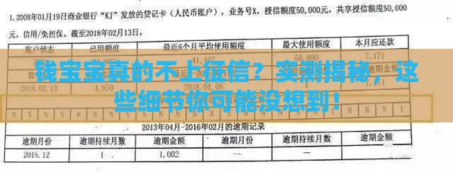 钱宝宝真的不上征信？实测揭秘，这些细节你可能没想到！