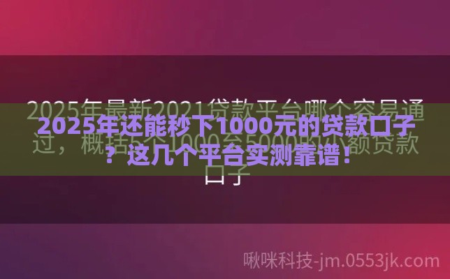 2025年还能秒下1000元的贷款口子？这几个平台实测靠谱！