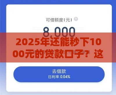 2025年还能秒下1000元的贷款口子？这几个平台实测靠谱！