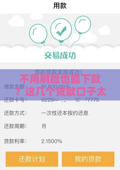 不用刷脸也能下款？这几个贷款口子太方便了！