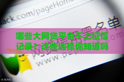 哪些大网贷平台不上征信记录？这些选择你知道吗？