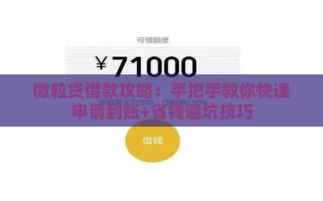 微粒贷借款攻略：手把手教你快速申请到账+省钱避坑技巧