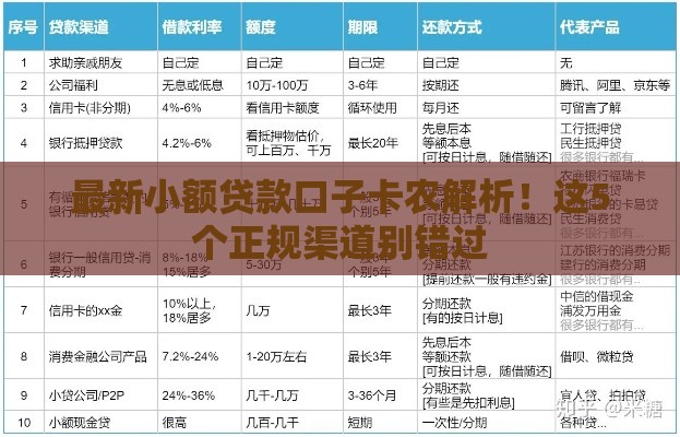 最新小额贷款口子卡农解析！这5个正规渠道别错过