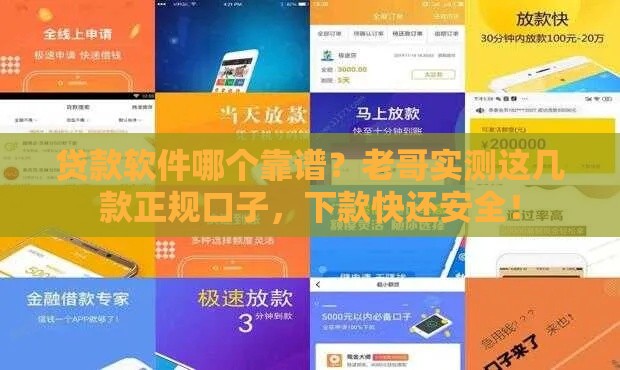 贷款软件哪个靠谱？老哥实测这几款正规口子，下款快还安全！
