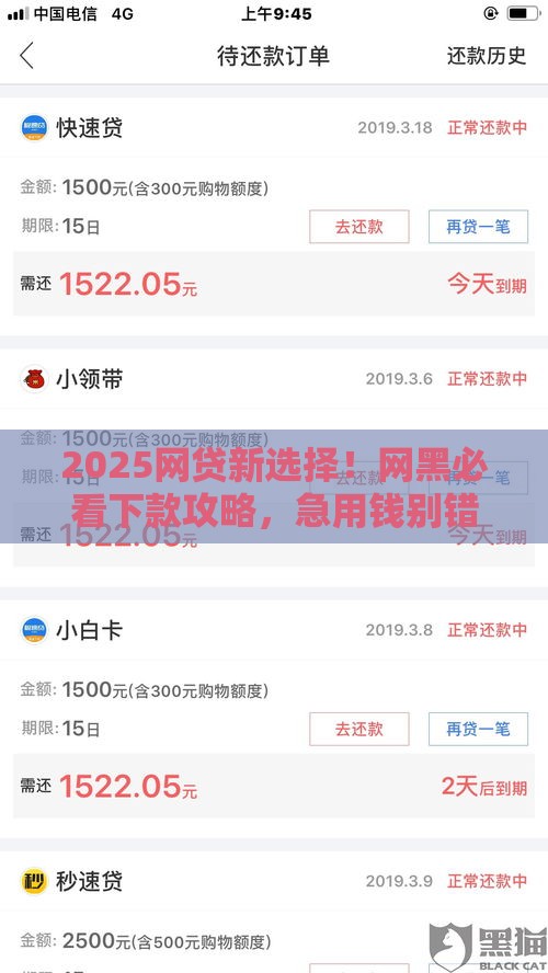 2025网贷新选择！网黑必看下款攻略，急用钱别错过