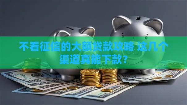 不看征信的大额贷款攻略 这几个渠道真能下款？