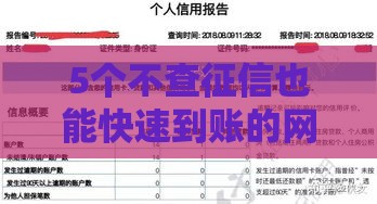 5个不查征信也能快速到账的网贷平台