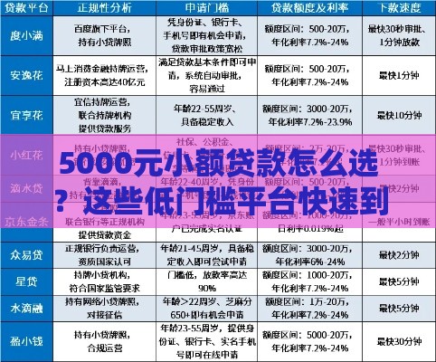 5000元小额贷款怎么选？这些低门槛平台快速到账