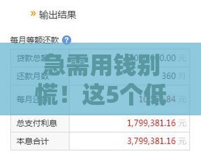 急需用钱别慌！这5个低门槛平台审批快、利率透明，安全靠谱有保障！