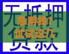 急用钱？试试这几个下款快、门槛低的口子！