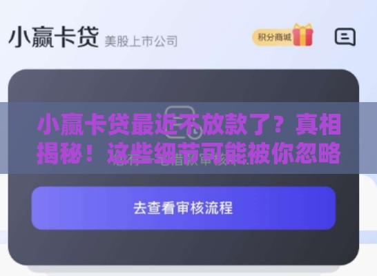 小赢卡贷最近不放款了？真相揭秘！这些细节可能被你忽略了