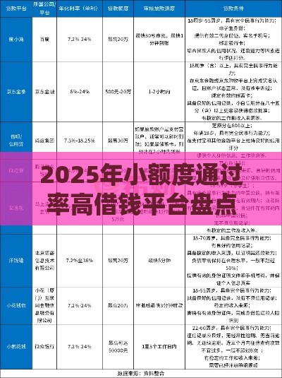 2025年小额度通过率高借钱平台盘点