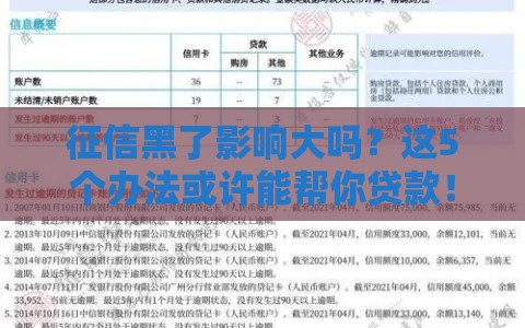 征信黑了影响大吗？这5个办法或许能帮你贷款！